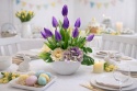 Stroik Wielkanocny Tulipany Fioletowe Wiosenny Stroik na Stół Komodę Dekoracja 45 cm