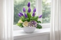 Stroik Wielkanocny Tulipany Fioletowe Wiosenny Stroik na Stół Komodę Dekoracja 45 cm