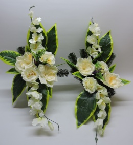 Stroik na cmentarz komplet kompozycji z kwiatów sztucznych na grób