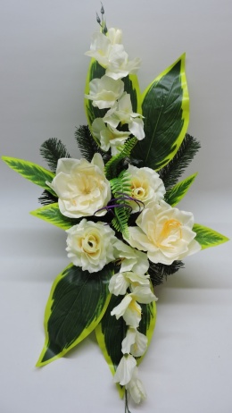 Stroik na cmentarz komplet kompozycji z kwiatów sztucznych na grób